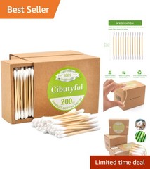 Natural Cotton Cotton Swabs 400ct with Strong Bamboo Sticks – Versatile Use