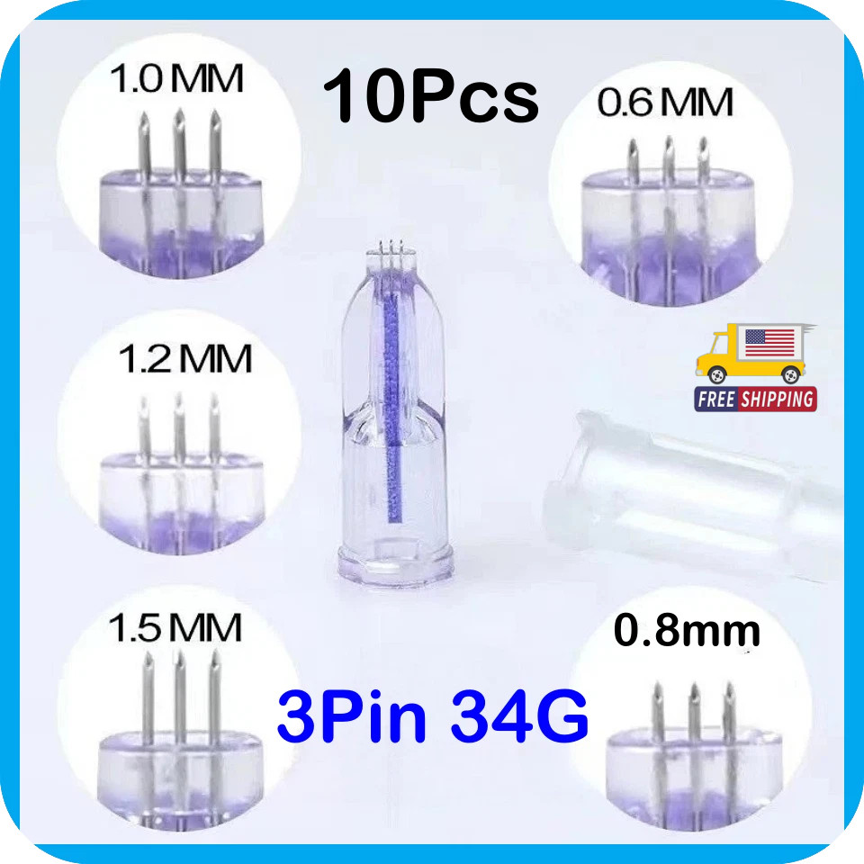 Crystal Nanosoft Microneedle 3Pin Three Needles Anti Aging Eyes Neck Lines