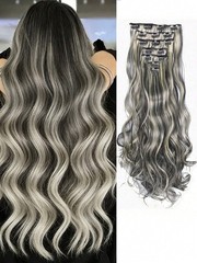 7pcs 20 Inch Multicolor Curly Synthetic Hair Extensions With Clips