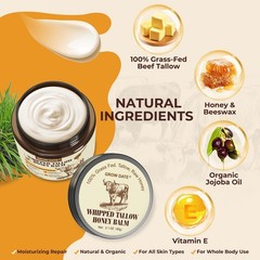 Beef Tallow for Skin – Organic and Honey Balm 2 Fl Oz (Pack of 1)
