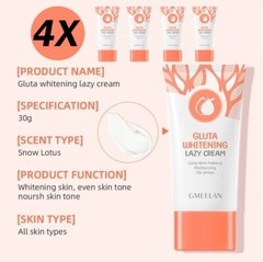 4X GMEELAN Gluta Whitening Lazy Cream Moisturizing Long Term Makeup 10S Brighten