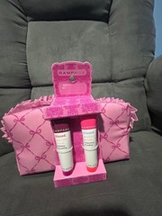 Rampage Glazed Lip Care Gift Set Pink Cosmetic Bag Black Cherry Scrub Mask