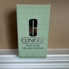 Vintage Clinique Facial Soap Oily Skin 5.2 Oz w/ Soap Dish Discontinued New Box