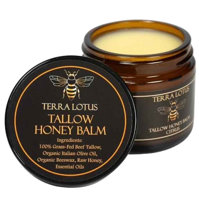 NEW! Terra Lotus ORGANIC Beef Tallow Balm Raw Honey Citrus Moisturizing Cream