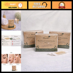 300 Eco-Friendly Bamboo Cotton Swabs – Biodegradable Wooden Buds for Ear & Makeu