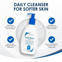 Vanicream Gentle Facial Cleanser with Pump 8 Fl Oz (Pack of 1), White