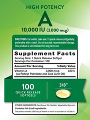 Nature&rsquo;s Truth Vitamin A 10000 IU Softgels | 100 Count 100 (Pack of 1)