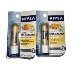 NIVEA Milk & Honey Soothing Lip Care 0.17 oz Shea Butter Moisturizing (lot of 2)