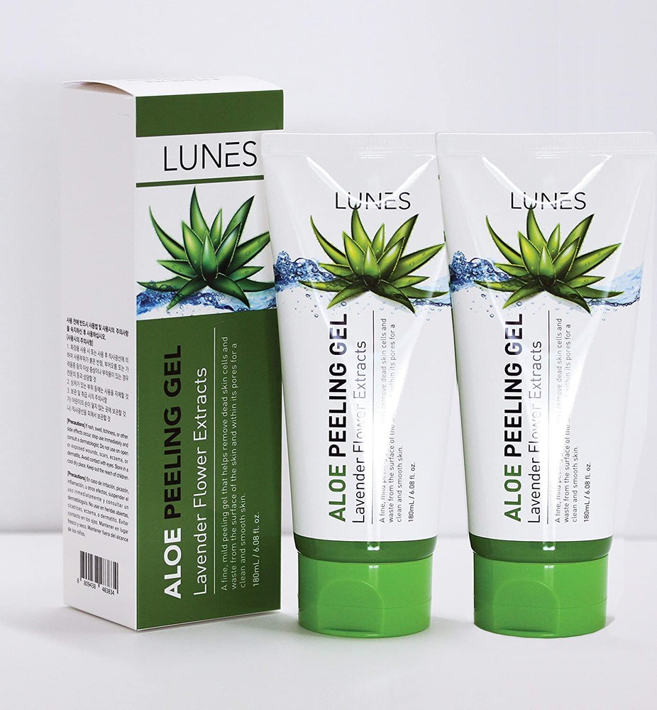 (2-Pack) Lunes Aloe Stem-Rich Moisture Whitening Facial Peeling Gel KOREAN 180ml