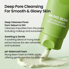beplain Mung Bean pH-Balanced Cleansing Foam (5.4fl.oz/160ml) | Fragrance-Free