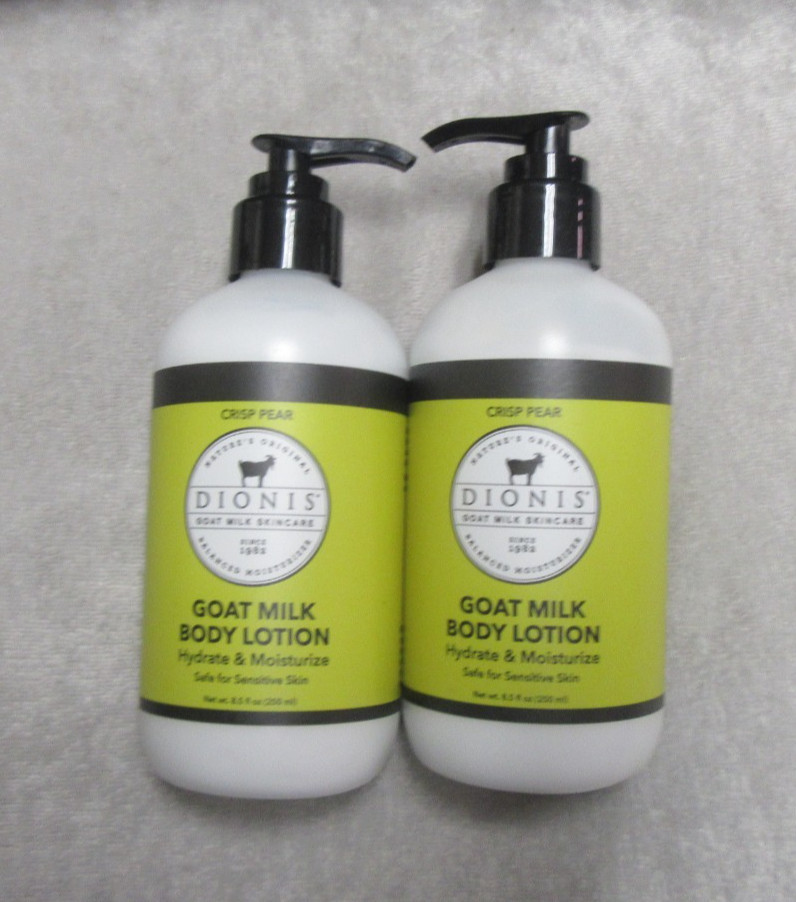 2 DIONIS GOAT MILK BODY LOTION – PUMP – CRISP PEAR – 8.5 FL OZ EA