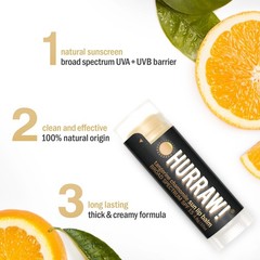 HURRAW! – Sun Lip Balm SPF 15 (Tangerine, Chamomile) Zinc Oxide, Broad Spectrum