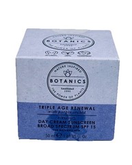 BOTANICS TRIPLE AGE RENEWAL DAY CREAM, Suncream SPF 15 FACE 1.69FL,oz New