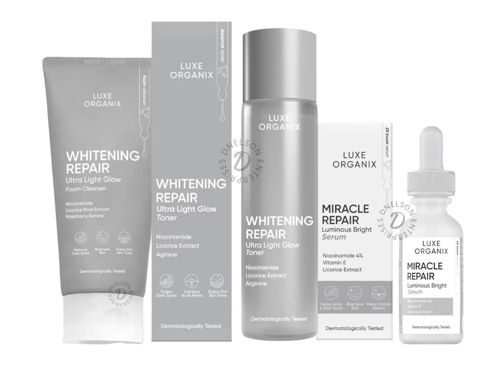 Luxe Organix Ultra Light Glow Cleanser, Toner & 4% Niacinamide Serum Set