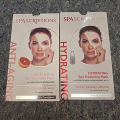 Spascriptions Anti-Aging & Hydrating Spa Treatment Mask 5-Pack Facial Therapy HA