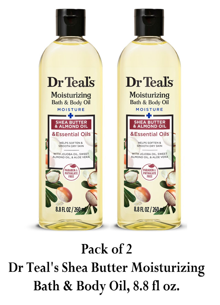 (2 Pack) Dr Teal&rsquo;s Shea Butter Moisturizing Bath & Body Oil, 8.8 fl oz, Scented