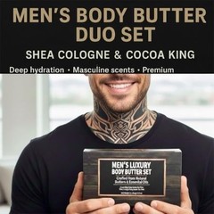 Men&rsquo;s Body Butter Set of 2 – Shea & Cocoa Moisturizer, Hydrating Skin Care