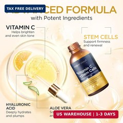 Vitamin C Serum for Face with Stem Cells Hyaluronic Acid Vitamin E Aloe Vera Ant
