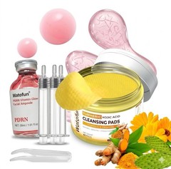 Watofun Glow Skincare Bundle Turmeric Pads & PDRN Ampoule Serum Set & Bonus Gift
