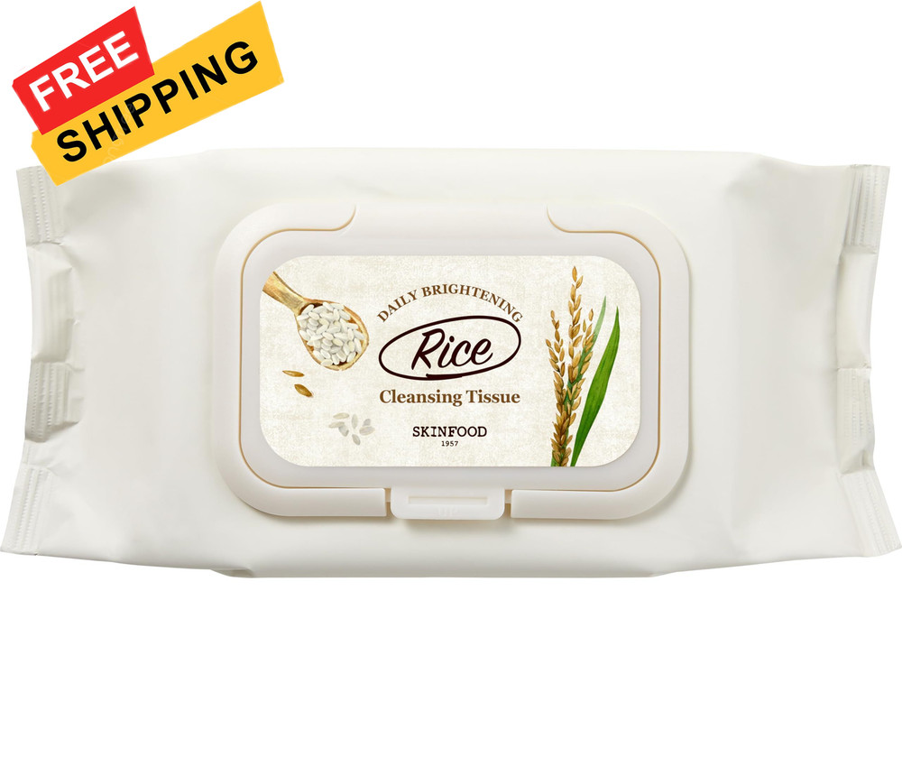 SKINFOOD Rice Cleansing Wipes – Daily Hypoallergenic 80 Count (Pack of 1)