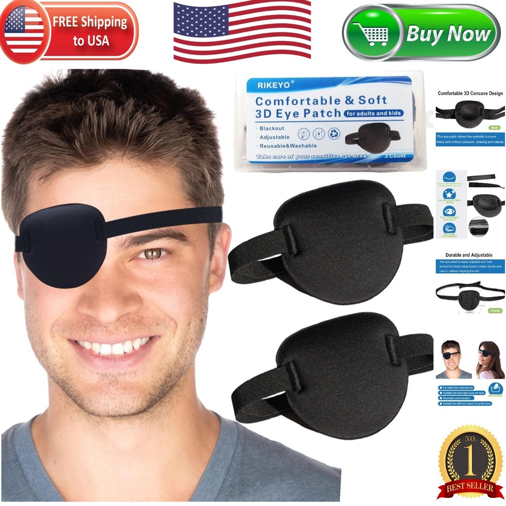 Full Coverage Black Eye Patch Set – Perfect for Lazy Eye Recovery & Cosplay