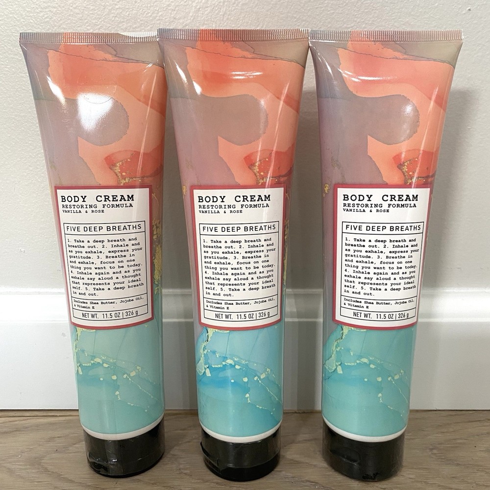 Hatch Beauty Five Deep Breaths Vanilla & Rose Body Cream 11.5oz X3 New Sealed