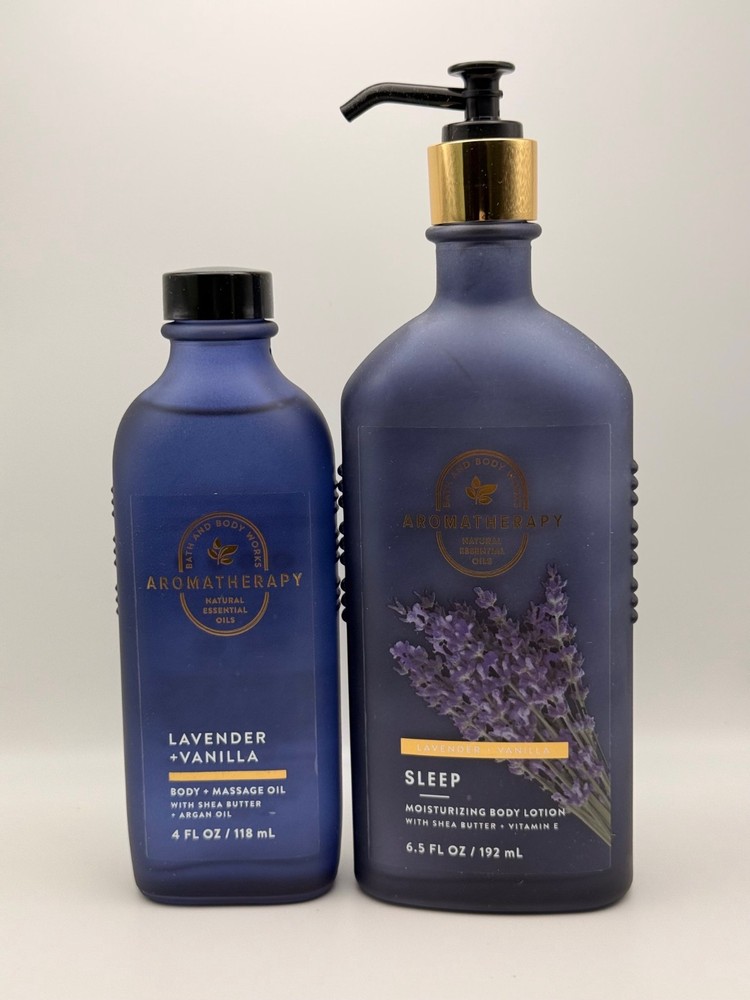 Bath & Body Works LAVENDER Vanilla Body & Massage Oil w/ Moisturizing Lotion