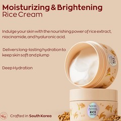 Korean SOQU Rice Face Cream 2.48oz Moisturizing & Brightening New Boxed