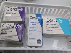 Cerave Misc Lot of 4 NEW: (2) night mouisture 1 eye cream 1 bar for rough skin