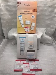 BeautyStat Brighten & Strengthen Face Cleanser Moisturizer Exfoliant Travel Set