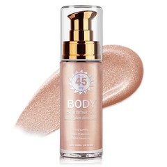 Body Shimmer Oil, SPF 45 Broad Spectrum, Sunscreen Shimmer Body Glow Oil with Co