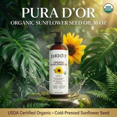 100% Pure Organic Sunflower Seed Oil 16 Oz – Cold Pressed Carrier Oil for DIY Be