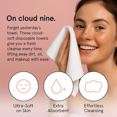 Face Towels Disposable Travel Essentials Ultra-Soft & Absorbent Face Wipes