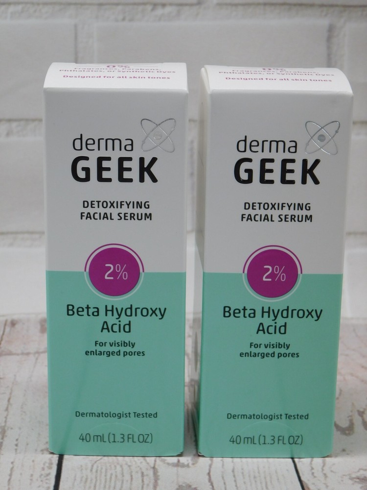 2-pack DERMA GEEK 2% Beta Hydroxy Acid Detoxifying Vegan Facial Serum 1.3oz (x2)