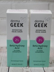 2-pack DERMA GEEK 2% Beta Hydroxy Acid Detoxifying Vegan Facial Serum 1.3oz (x2)