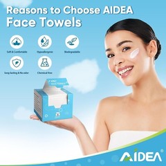 AIDEA Face Towels Disposable-200Ct (4 Box), Clean 1 Count (Pack of 200)