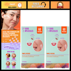 Ultra-Thin Hydrocolloid Pimple Patches – 120 Count (60 x 2 Pack) for Breakouts &