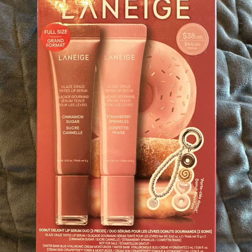 LANEIGE Glaze Craze Tinted Lip Serum 2pc Set Cinnamon Sugar/Strawberry 0.42oz