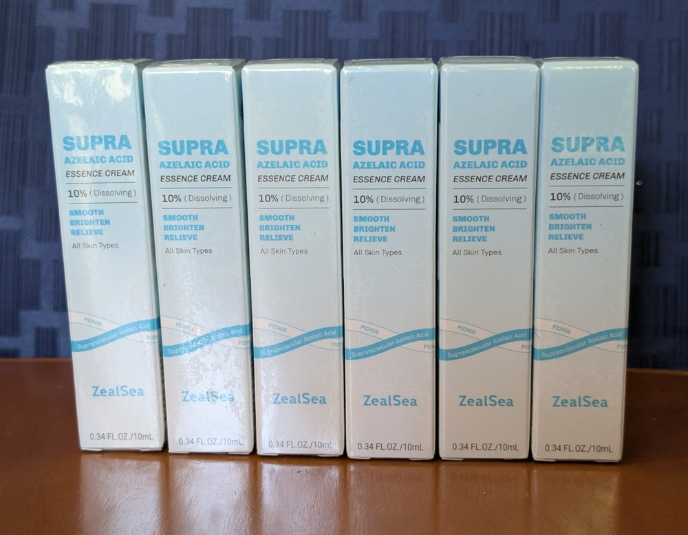 LOT Of 6- ZealSea SUPRA Azelaic Acid 10% Essence Cream, .34 Oz Ea, 2 Oz. Total