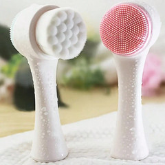 Manual Facial Cleansing Brush 2 in 1 Silicone Double Side Exfoliating Scrubber