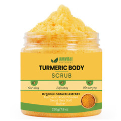 AMVital Turmeric Body Scrub – Acne, Dark Spots, Smooth Skin, Exfoliate Natural