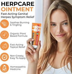 HerpCare Homeopathic Ointment for Cold Sores & Genital Herpes Relief 30g