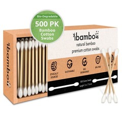 Ibambo Bamboo Cotton Swabs – 500 Pack, for Beauty & Personal Care
