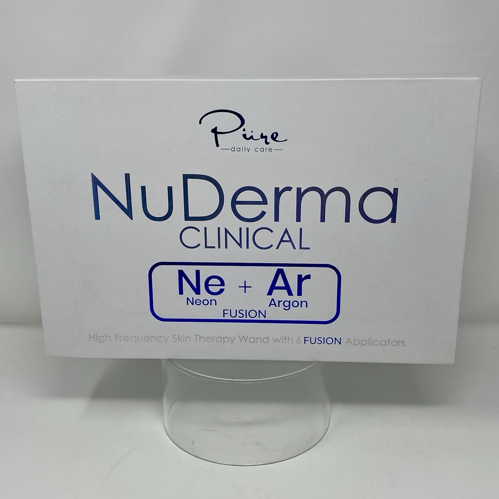 Pure Daily Care NuDerma Clinical Ne+Ar Skin Therapy Wand w 6 Fusion Applicators