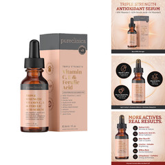 Pureclinica Triple Strength Vitamin C E Ferulic Acid Serum W/ Retinol Double