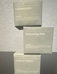 Lumin Skin Care Set Charcoal Face Cleanser, Exfoliating Rub, Moisturizing Balm