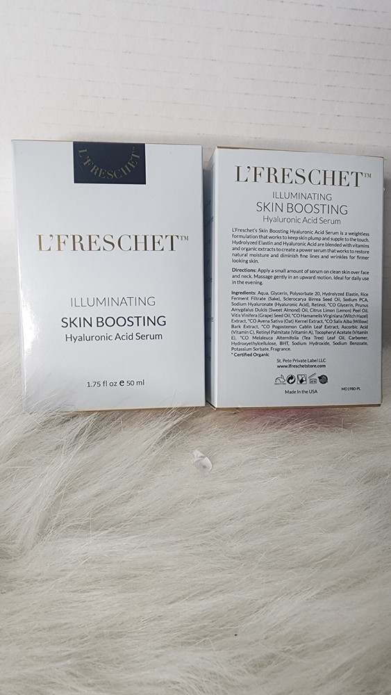 2 NIB L’Freschet Illuminating Skin Boosting Hyaluronic Acid Serum 1.75 Fl Oz
