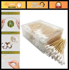 400PCS 6-Inch Cotton Swabs in Storage Box – Large Absorbent Tipped Applicators f