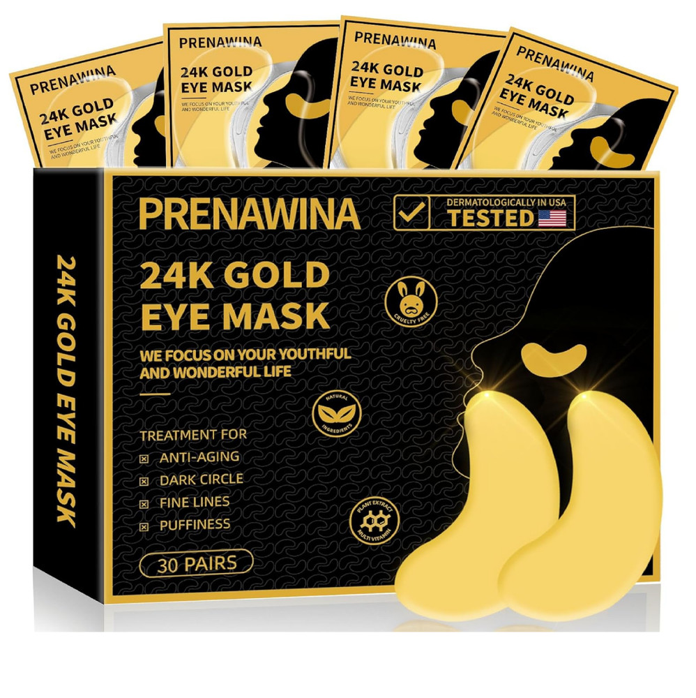 24K Gold Under Eye Patches – 30 Pairs, Treatment for Dark Circles & Puffy Eyes