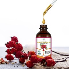 Organic Rosehip Seed Oil for Face, USDA Certified, Cold Pressed, Unrefined, 100%